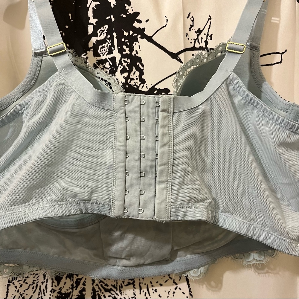Cacique Lace Balconette Bra Underwire Lace Up Accents Blue 42DD - Picture 8 of 13